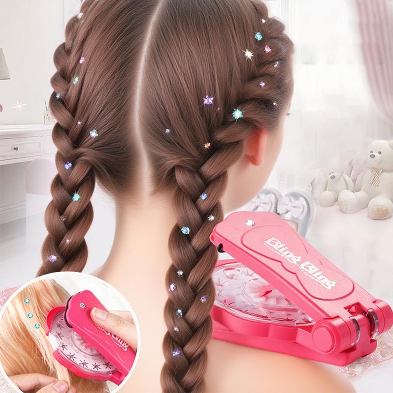 🎄Christmas Limited Time SALE 50% OFF - ✨Glitter Diamond Styling Tools Hair Gemstone Styling Set to light up girls' hair, clothes, accessories, No Heat Required Hair Styling Accessories