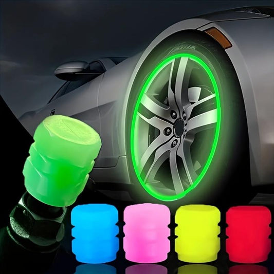 50PCS Glow-in-the-Dark Car Tire Valve Cap Set - Durable, Easy-to-Install, No-Tool-Required Accessories for Safe Night Driving - Perfect for Most Vehicle Tires