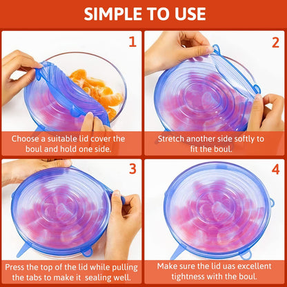 🍽️Silicone Cover Stretch Lids Reusable Airtight Food Wrap Covers
