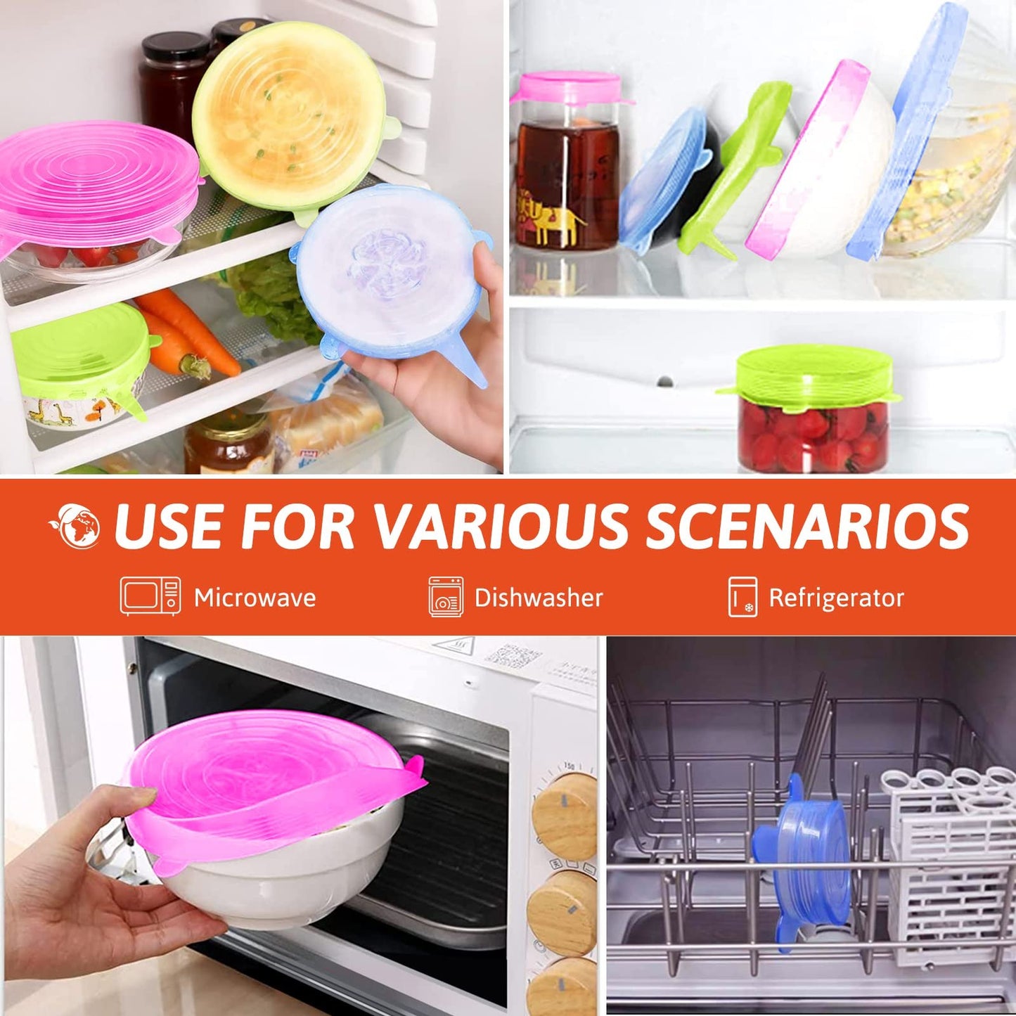 🍽️Silicone Cover Stretch Lids Reusable Airtight Food Wrap Covers