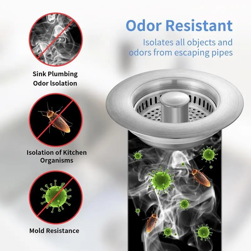 🏆Flash Sale⚡ 30K+ SOLD!🔥- Upgraded 3 in 1 Kitchen Sink Drain Strainer