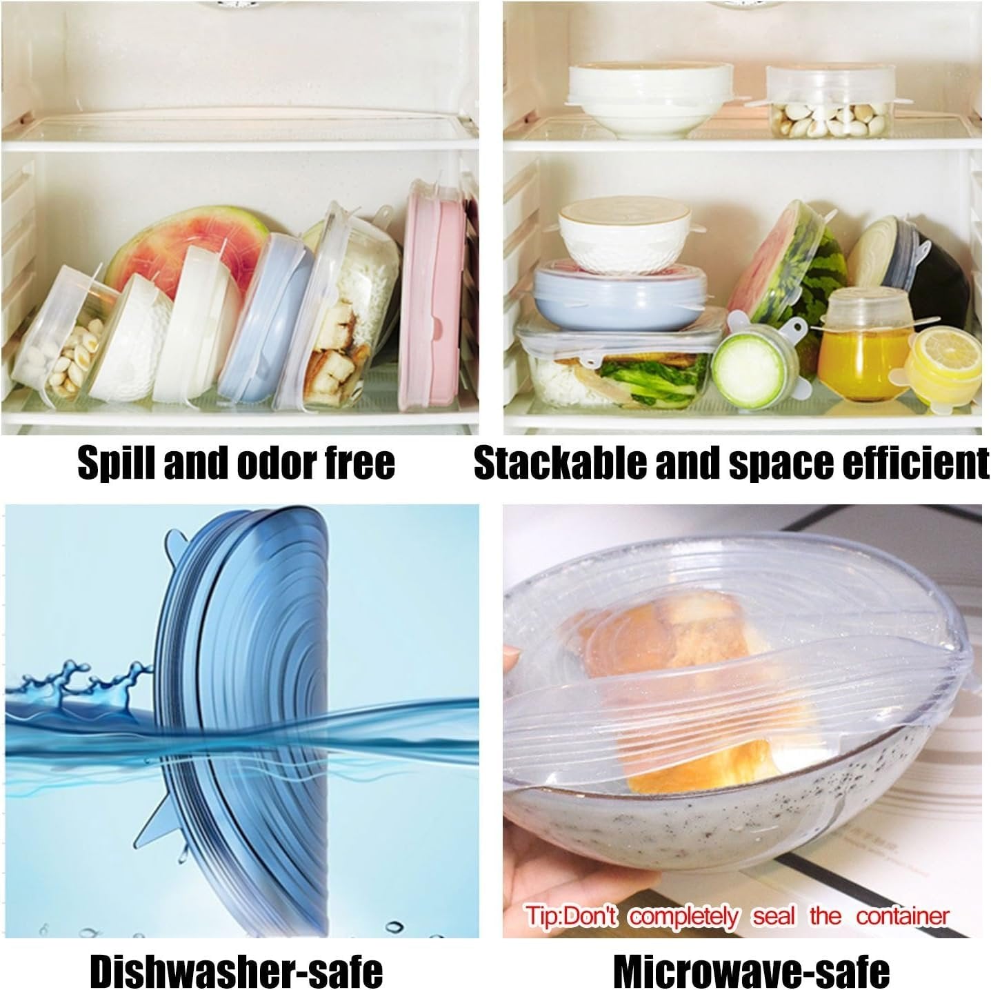 🍽️Silicone Cover Stretch Lids Reusable Airtight Food Wrap Covers