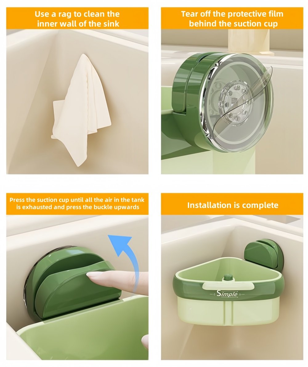 💧2025 New Release - 🍽️Suction Cup Sink Corner Rack（🔥Buy 2 Get 1 Free）