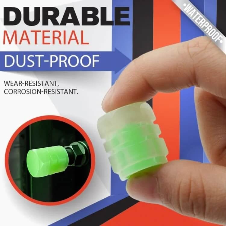 50PCS Glow-in-the-Dark Car Tire Valve Cap Set - Durable, Easy-to-Install, No-Tool-Required Accessories for Safe Night Driving - Perfect for Most Vehicle Tires
