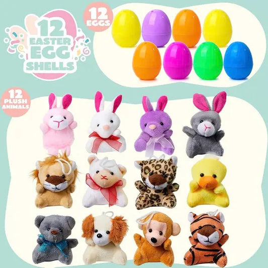 12/24/36 Pcs Prefilled Easter Eggs, Filled with Plush Animal Toys