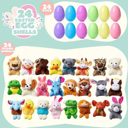 12/24/36 Pcs Prefilled Easter Eggs, Filled with Plush Animal Toys