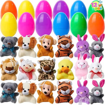 12/24/36 Pcs Prefilled Easter Eggs, Filled with Plush Animal Toys